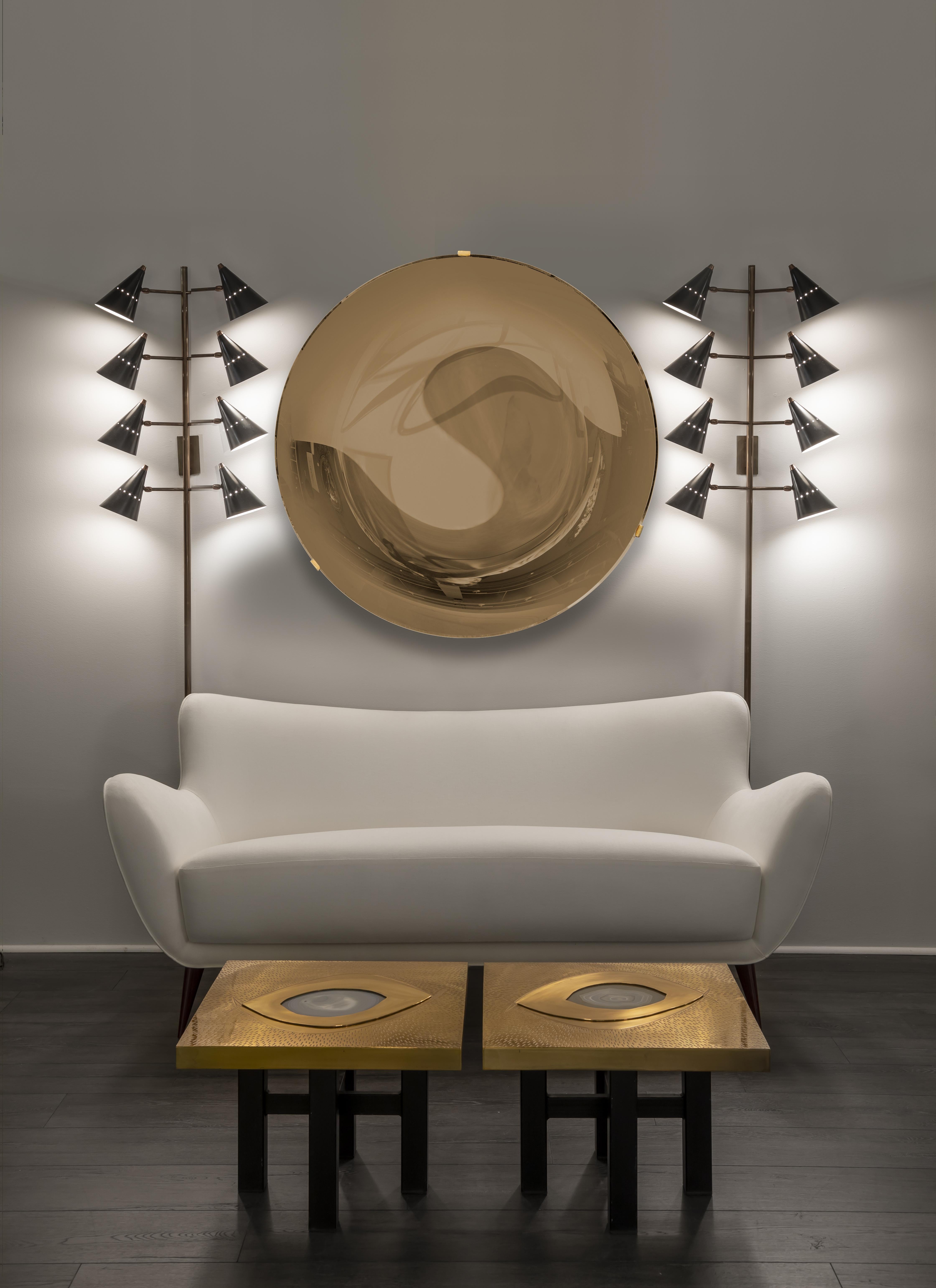 Effetto Vetro Contemporary Custom Sculptural Round Concave Mirror in Bronze  For Sale 1