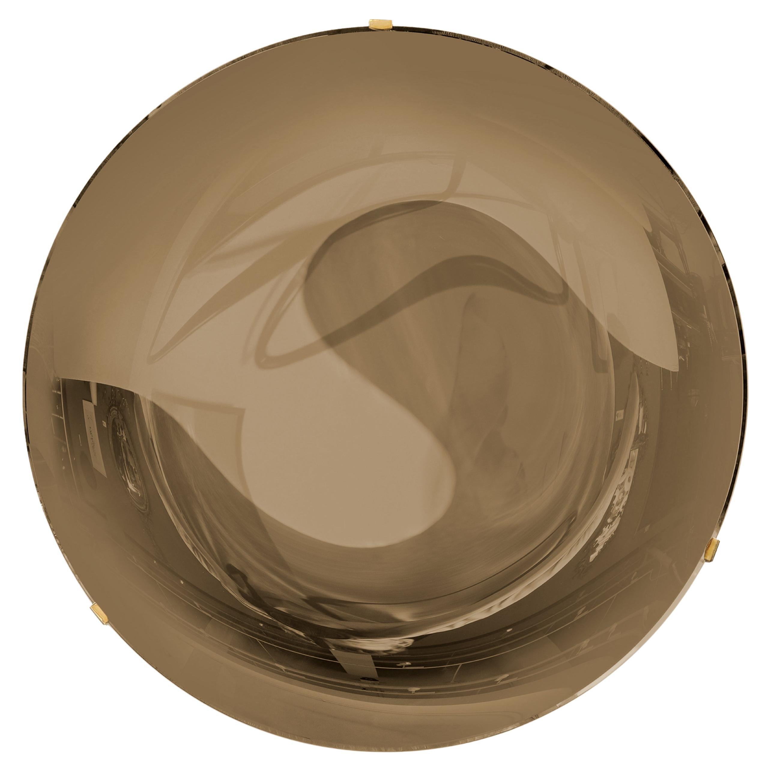 Effetto Vetro Contemporary Custom Sculptural Round Concave Mirror in Bronze (miroir rond concave contemporain sur mesure) 