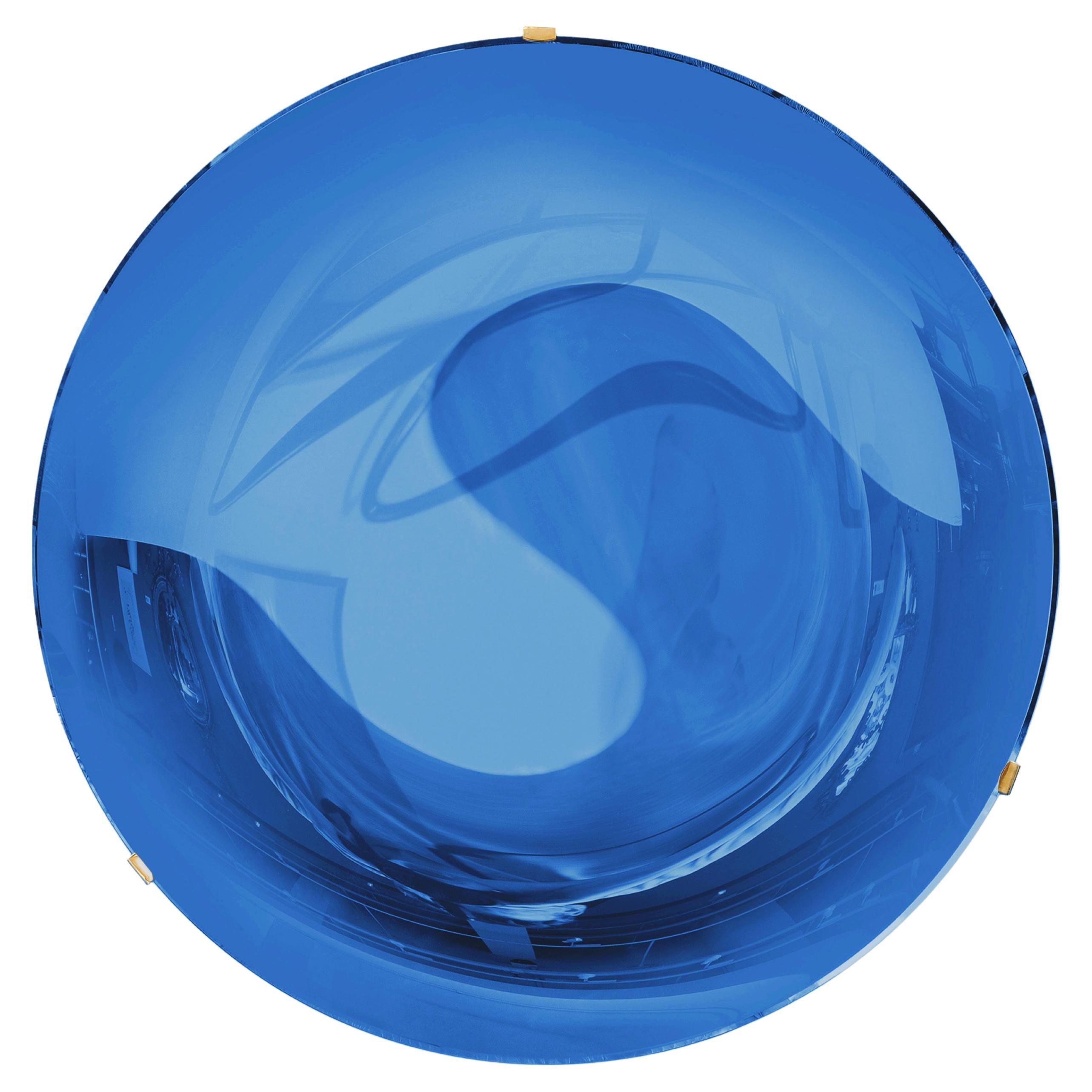 Effetto Vetro Contemporary Custom Sculptural Round Concave Mirror in Cobalt Blue For Sale