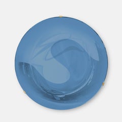 Effetto Vetro Zeitgenössischer, skulpturaler, runder Hohlspiegel in China Blau