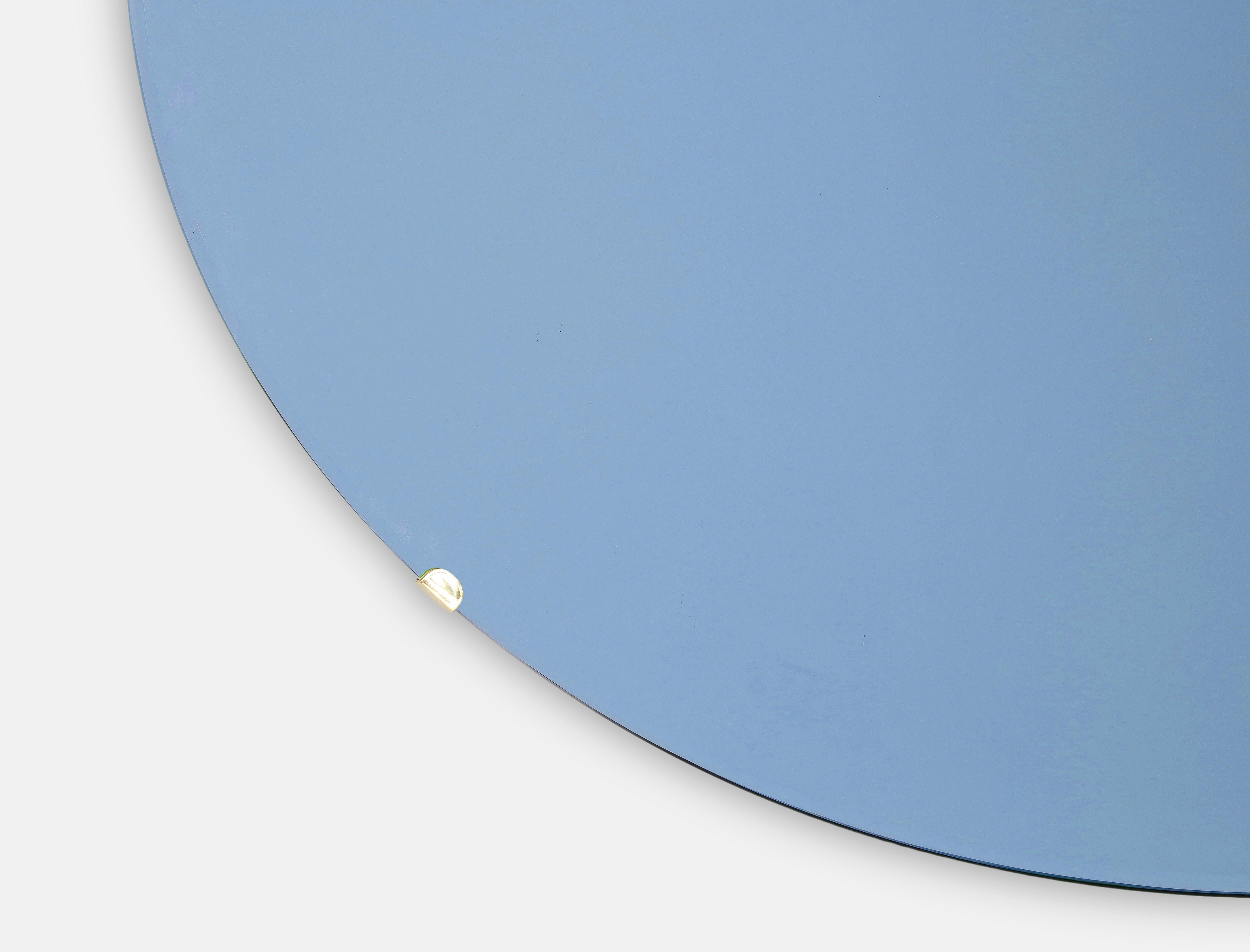 Effetto Vetro Contemporary Custom Sculptural Round Concave Mirror in China Blue In New Condition For Sale In New York, NY