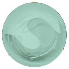 Effetto Vetro Contemporary Custom Sculptural Round Concave Mirror in Green (miroir rond concave contemporain sur mesure)