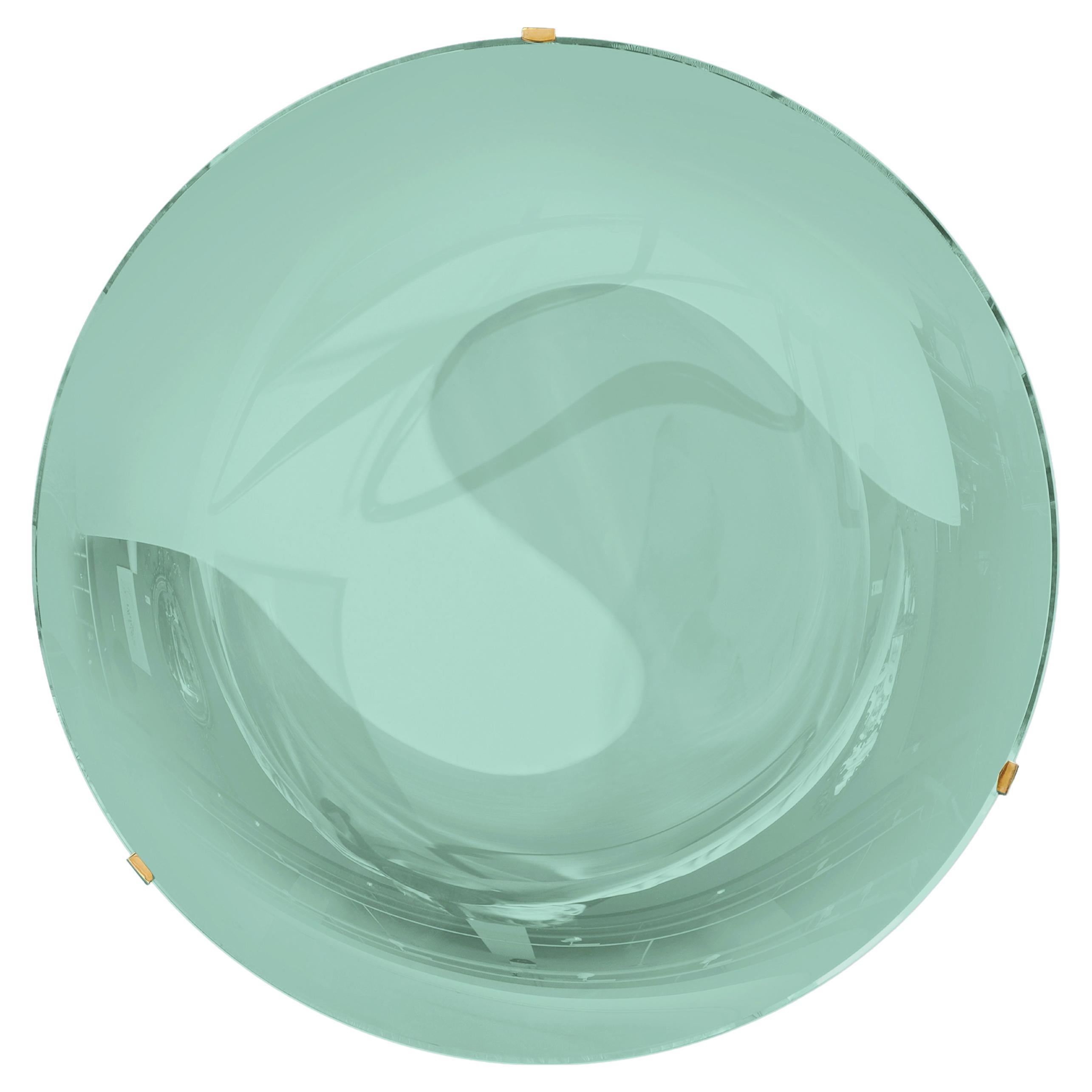 Effetto Vetro Contemporary Custom Sculptural Round Concave Mirror in Green (miroir rond concave contemporain sur mesure) 