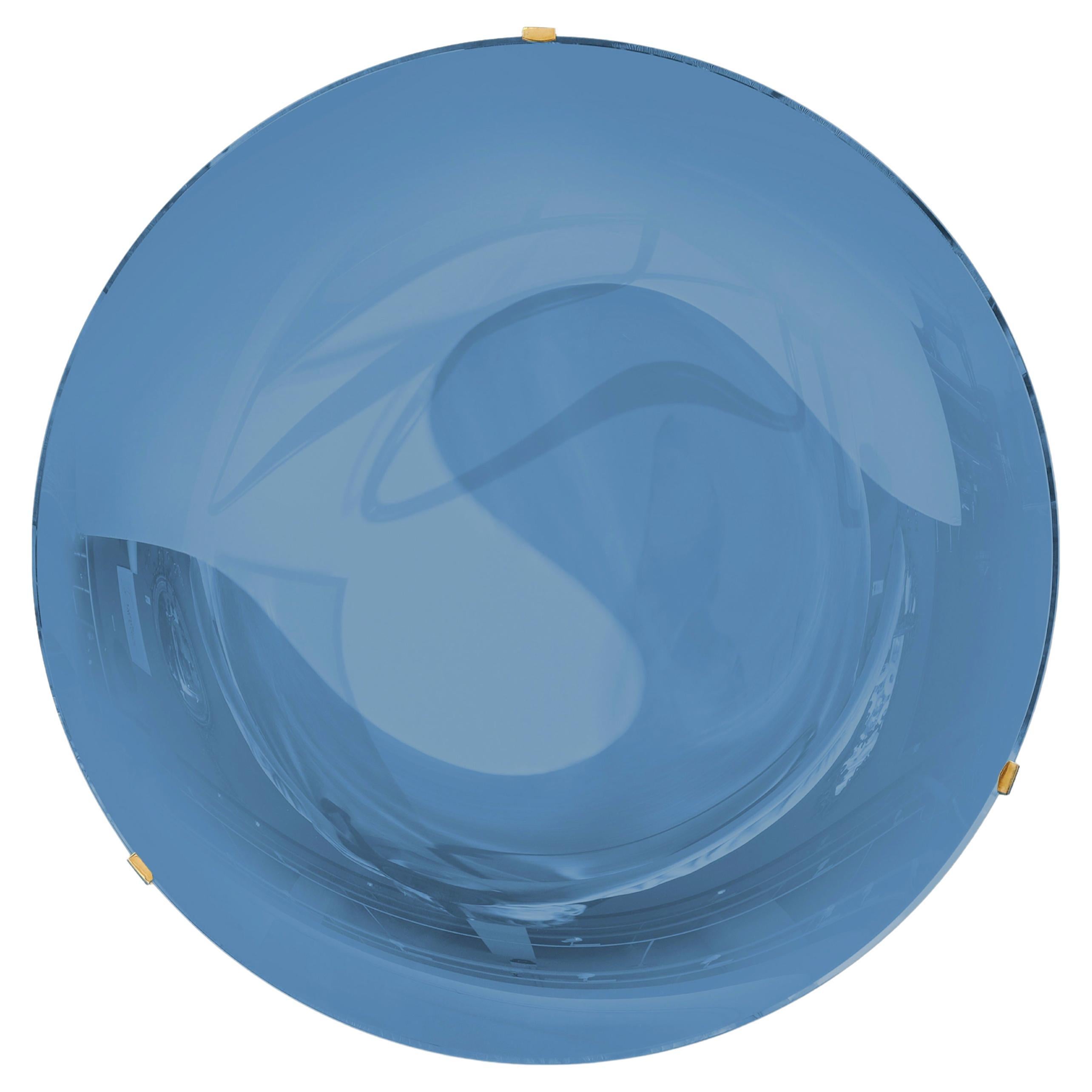 Effetto Vetro Contemporary Custom Sculptural Round Concave Mirror in China Blue For Sale