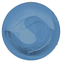 Effetto Vetro Contemporary Custom Sculptural Round Concave Mirror in China Blue (Miroir rond concave contemporain sur mesure en bleu de Chine)
