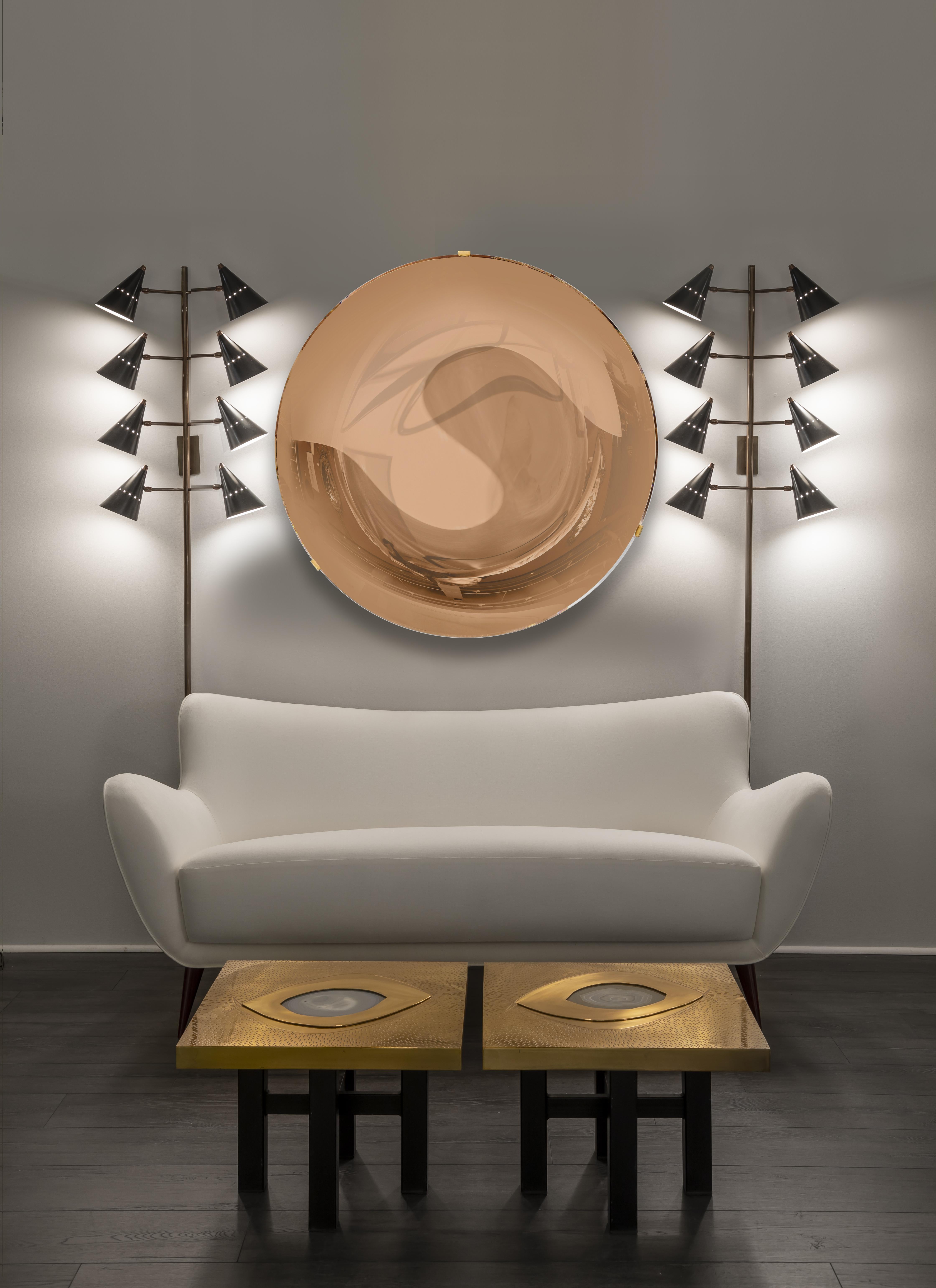 Effetto Vetro Contemporary Custom Sculptural Round Concave Mirror in Rose For Sale 2