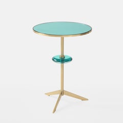 Effetto Vetro Contemporary Custom Tripod Side Table in Glass and Brass