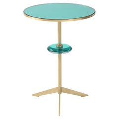 Effetto Vetro Contemporary Custom Tripod Side Table in Glass and Brass