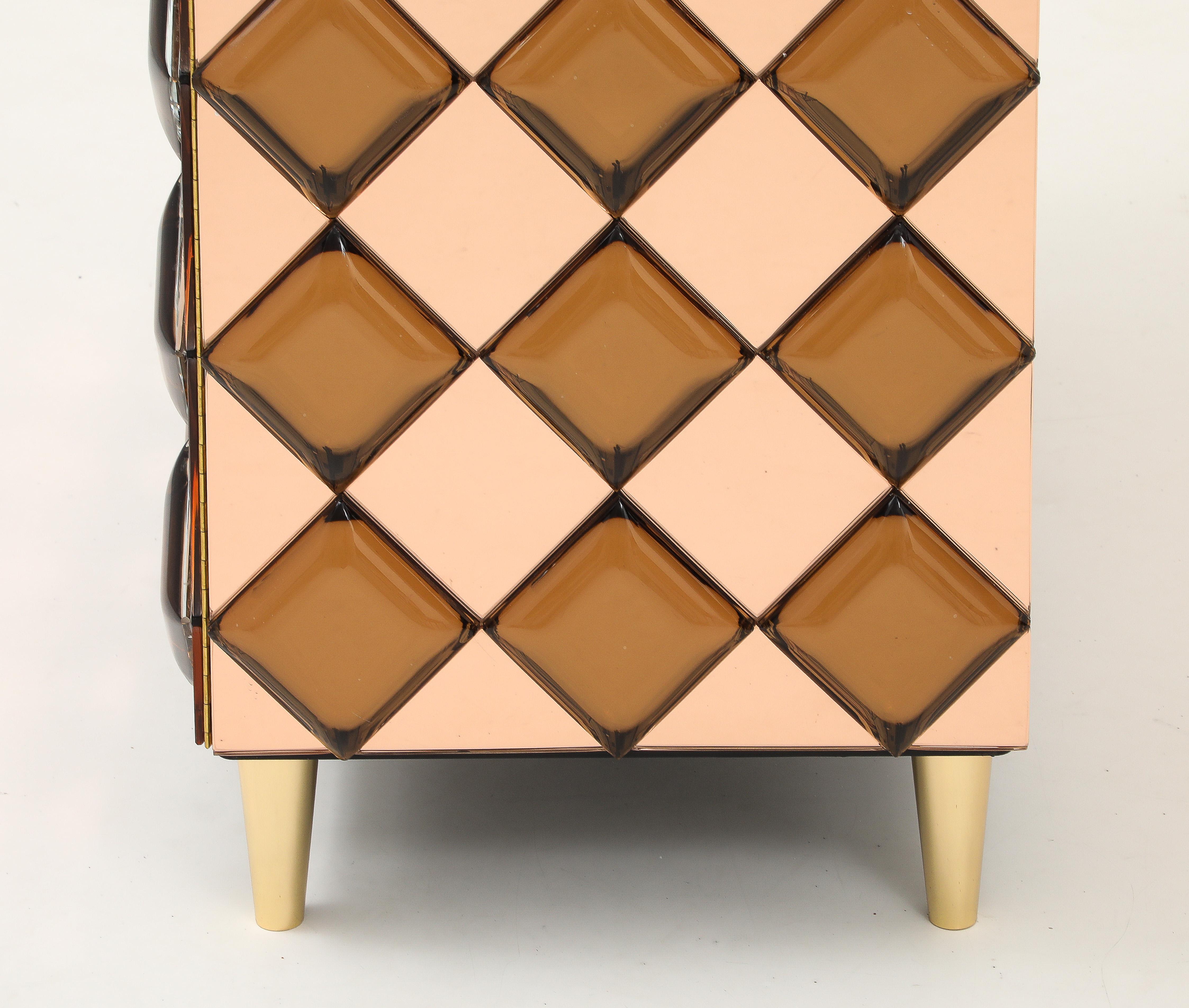 Effetto Vetro Contemporary Custom Two-Door Cabinet in Glass and Brass For Sale 9