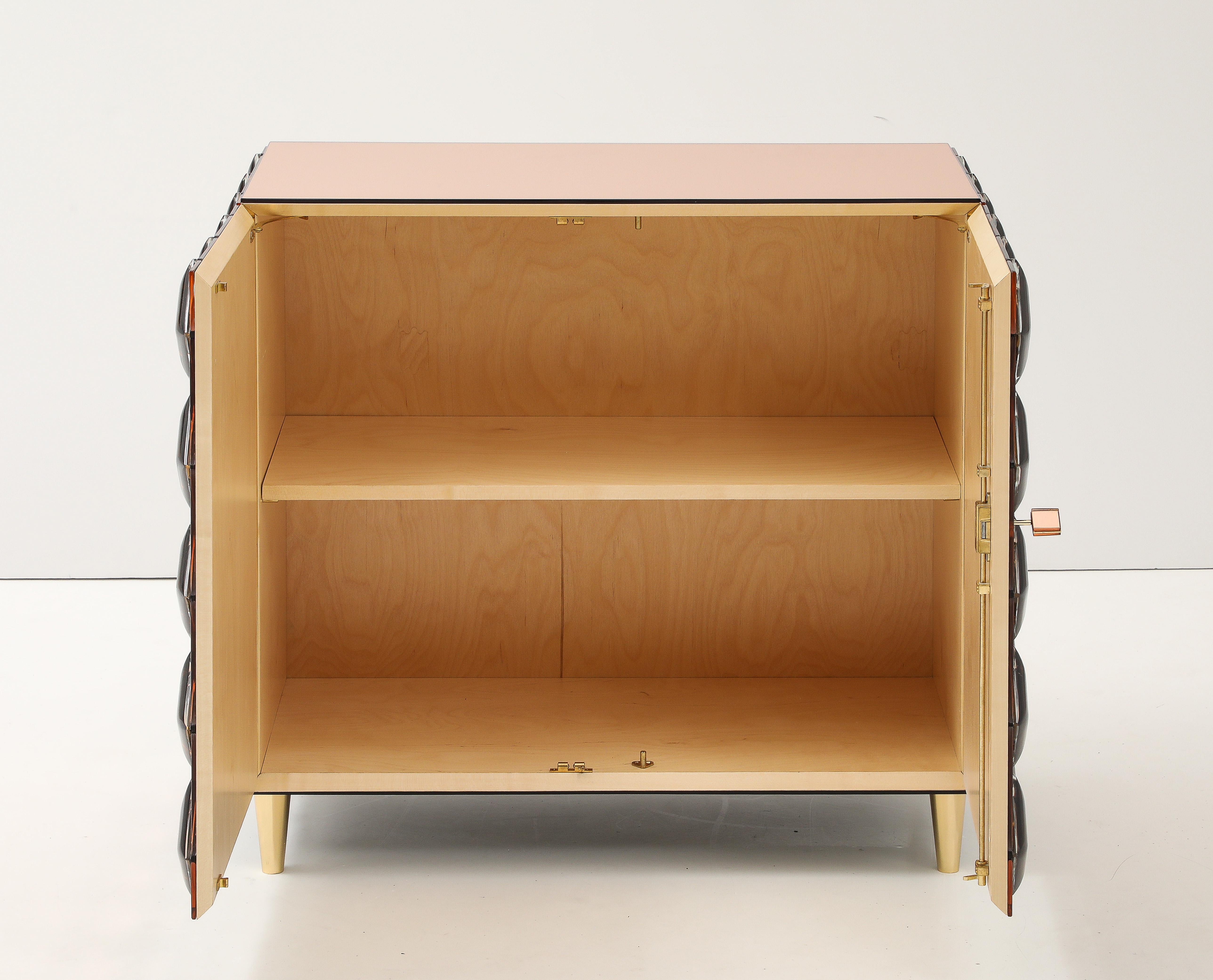 Effetto Vetro Contemporary Custom Two-Door Cabinet in Glass and Brass For Sale 10