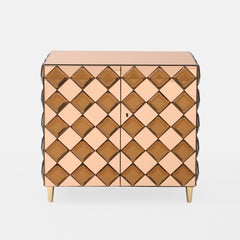 Effetto Vetro Contemporary Custom Two-Door Cabinet in Glass and Brass