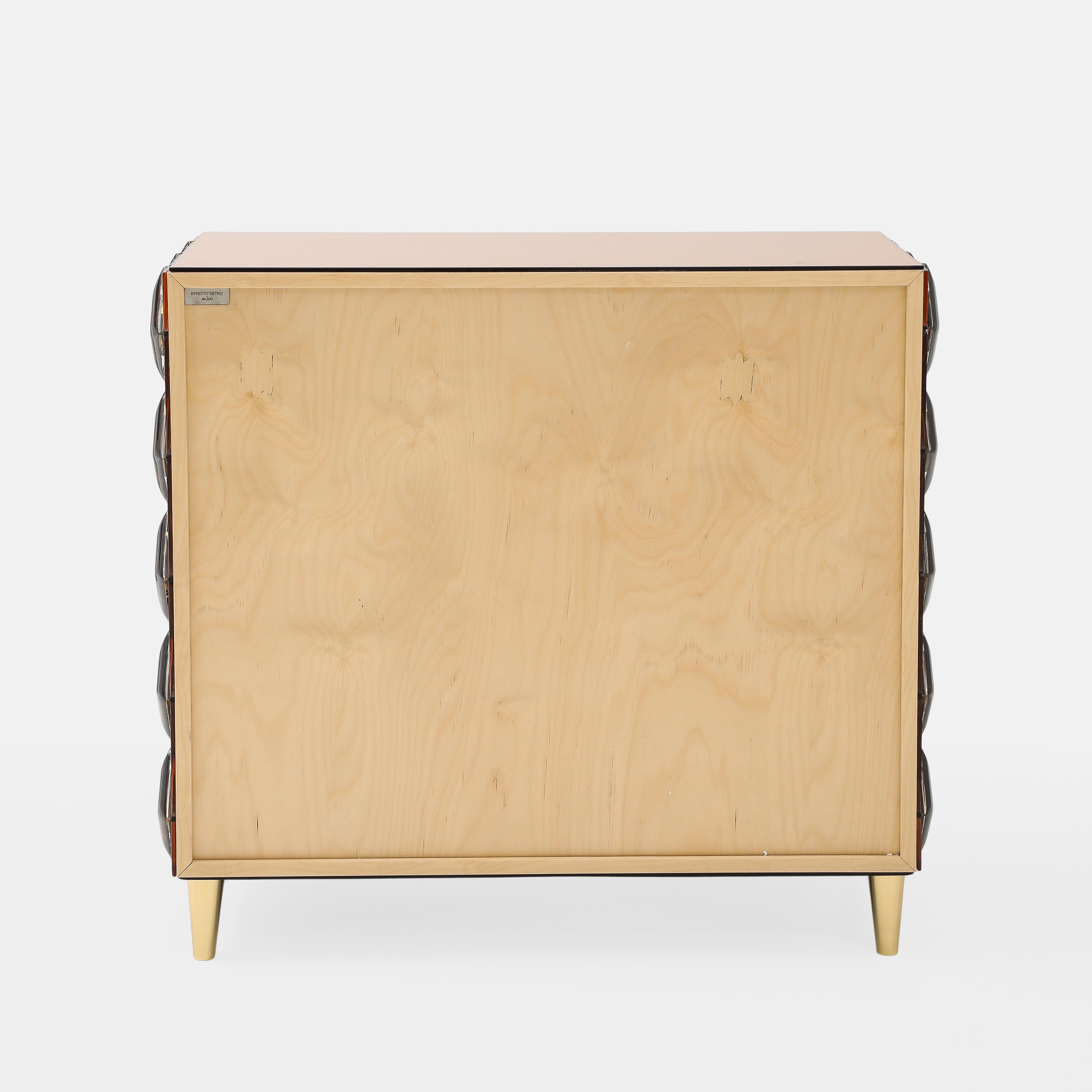 Effetto Vetro Contemporary Custom Two-Door Cabinet in Glass and Brass In New Condition For Sale In New York, NY