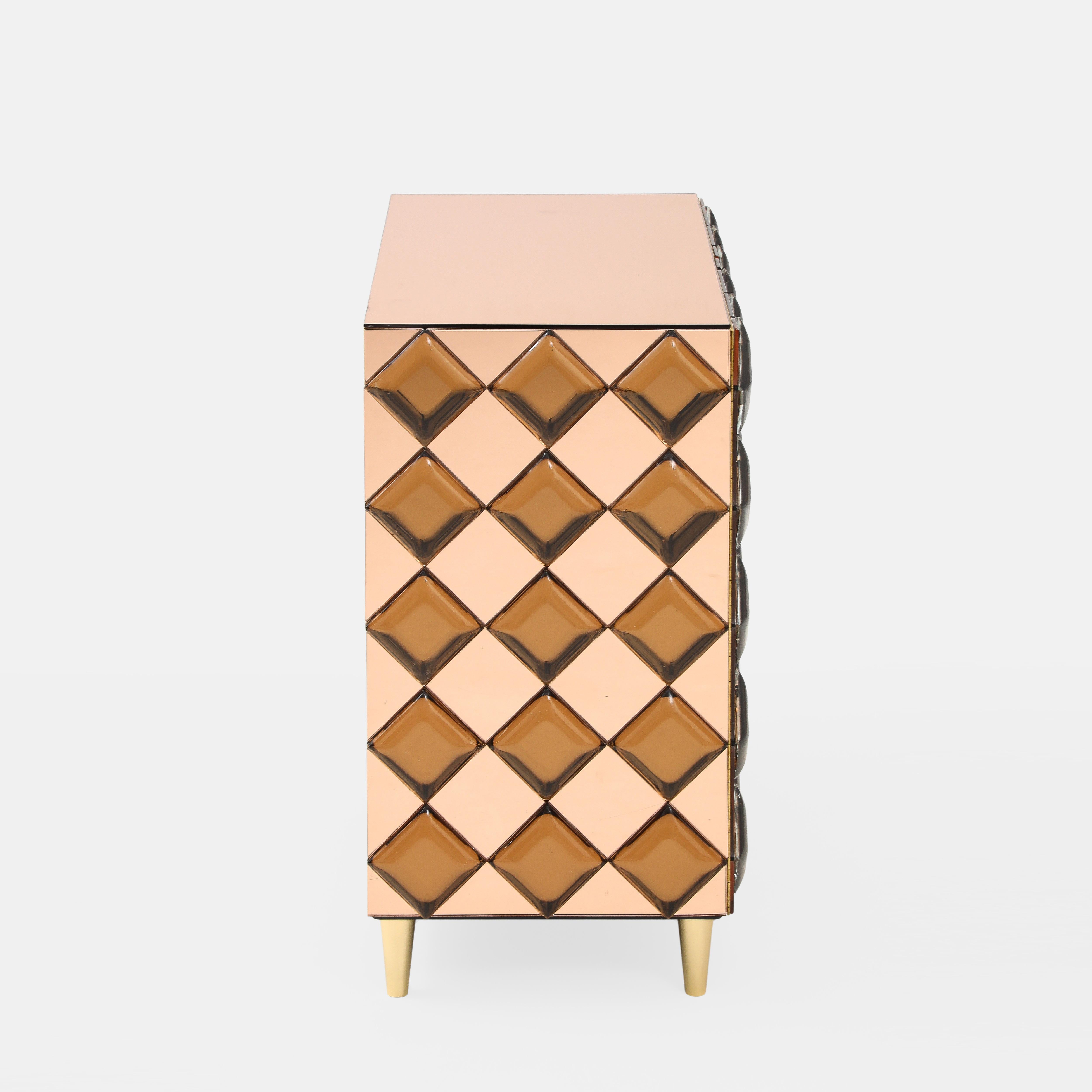 Effetto Vetro Contemporary Custom Two-Door Cabinet in Glass and Brass For Sale 1