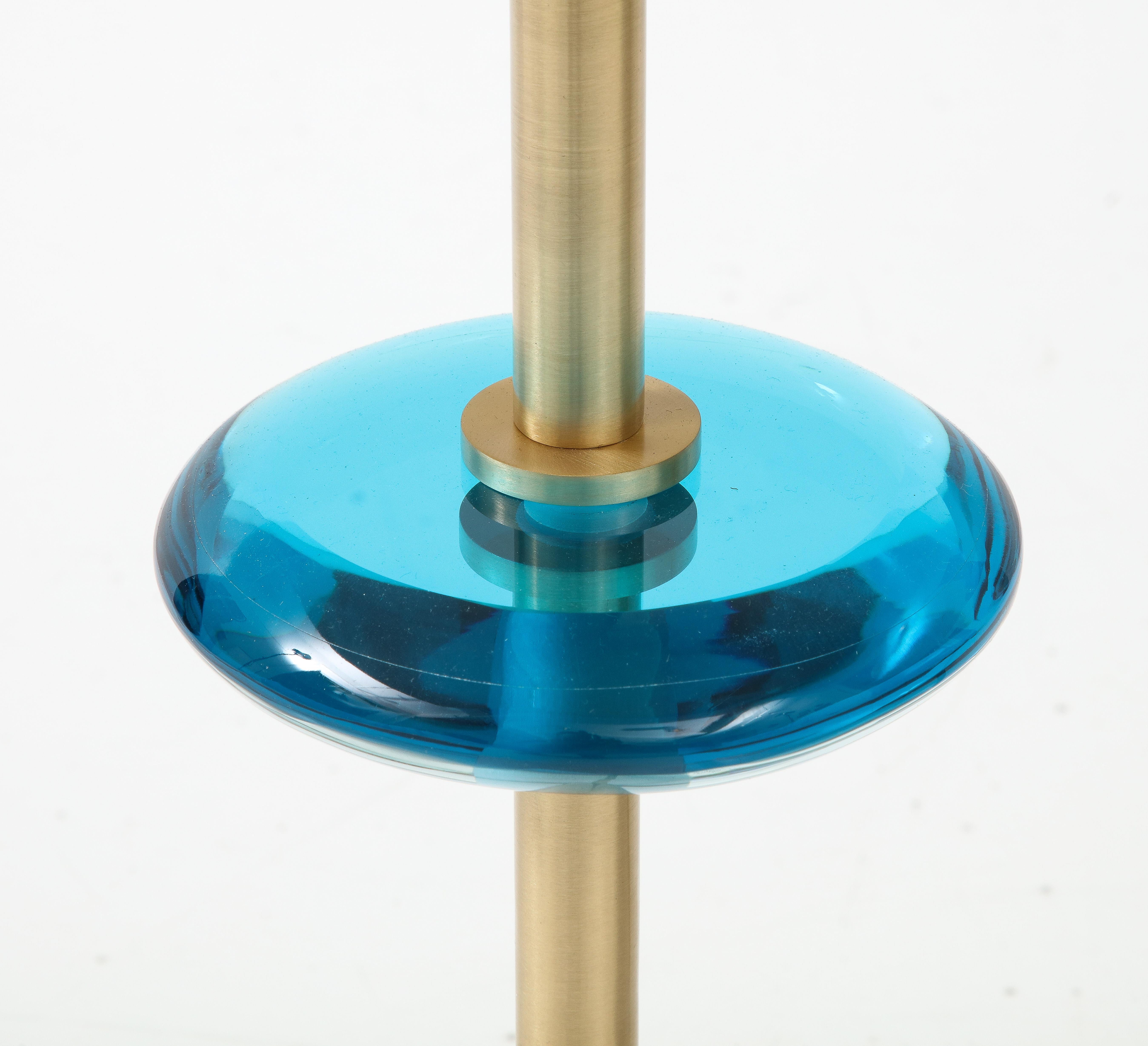 Effetto Vetro Contemporary Custom Pair of Tripod Side Tables in Glass and Brass 4