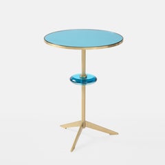 Effetto Vetro Contemporary Custom Tripod Side Table in Glass and Brass
