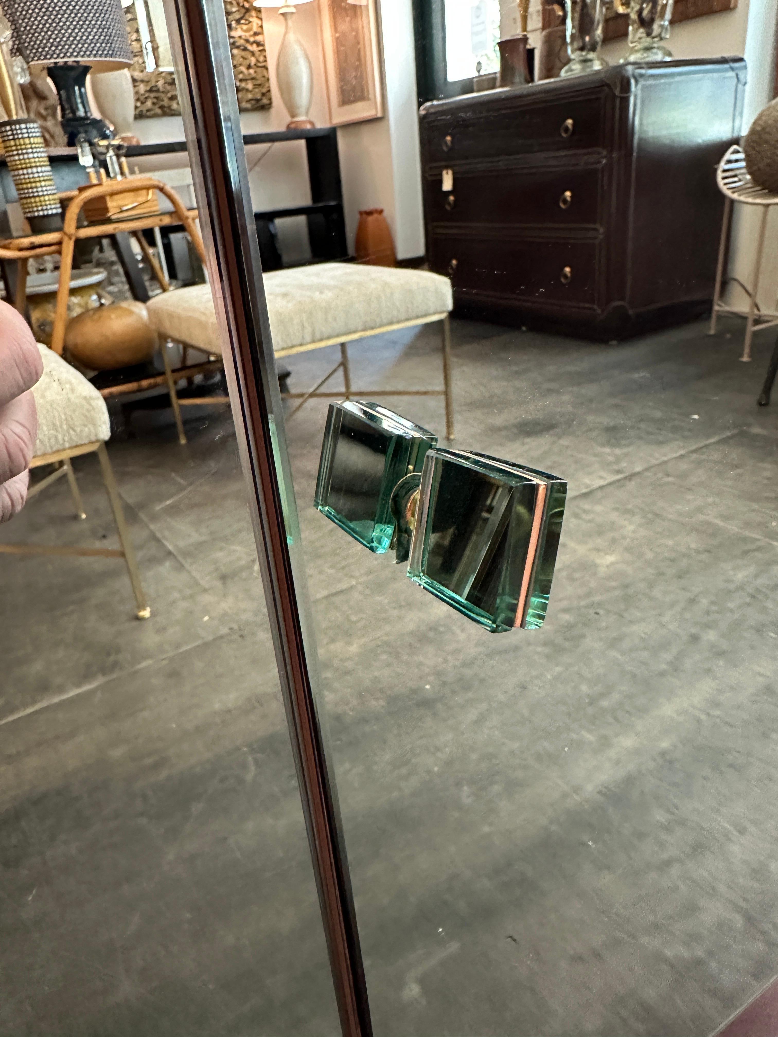Modern EFFETTO VETRO Italian Green Tinted Mirror Cabinet (Two Available) For Sale