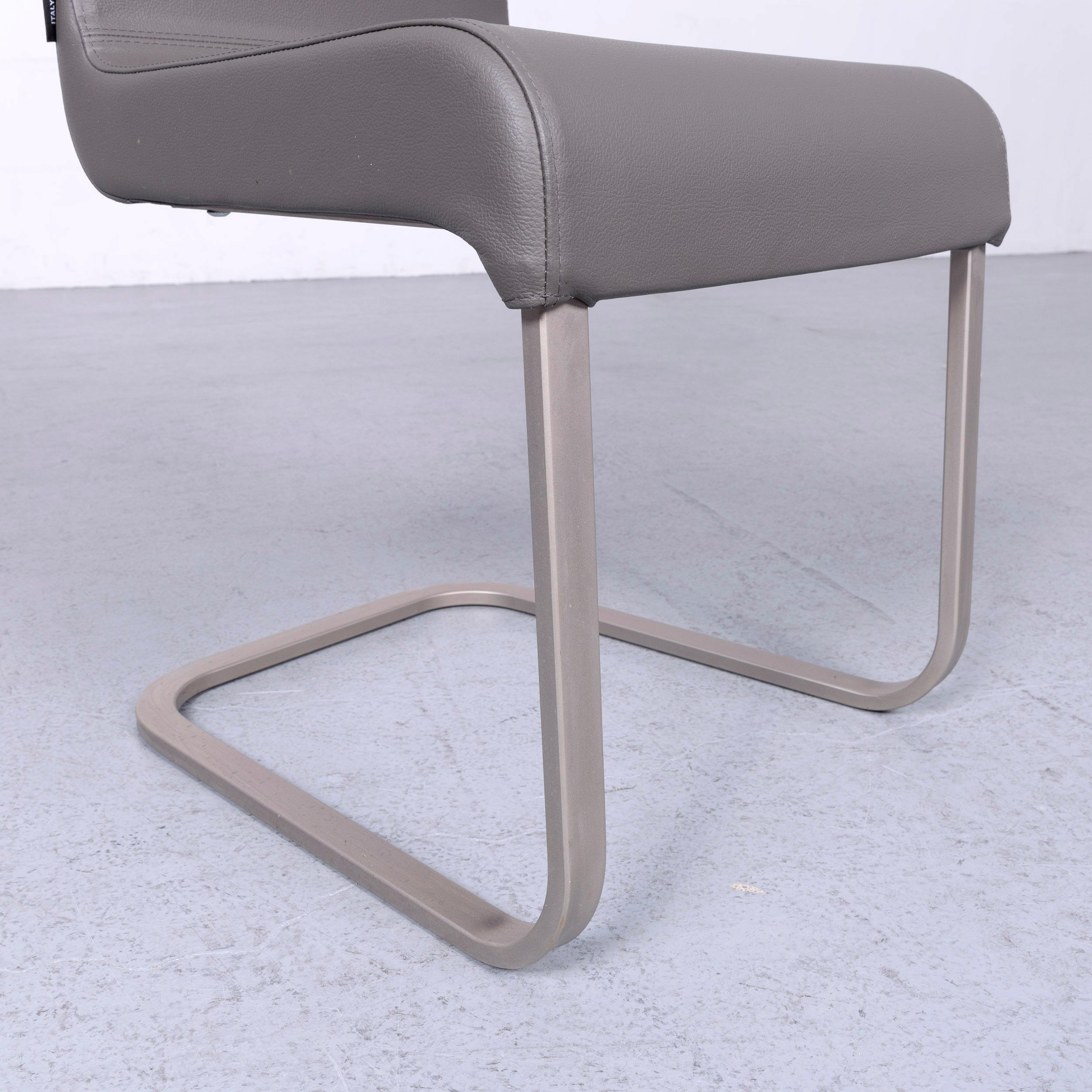 Effezeta Designer Leather Chair Grey Modern Timeless Design