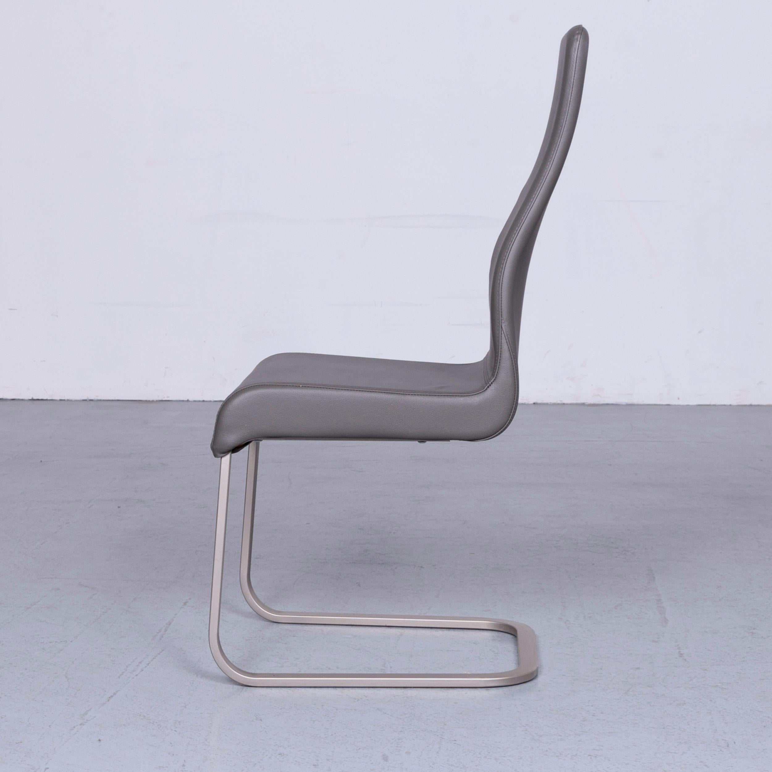 Effezeta Designer-Lederstuhl-Set in Grau, modernes, zeitloses Design 2
