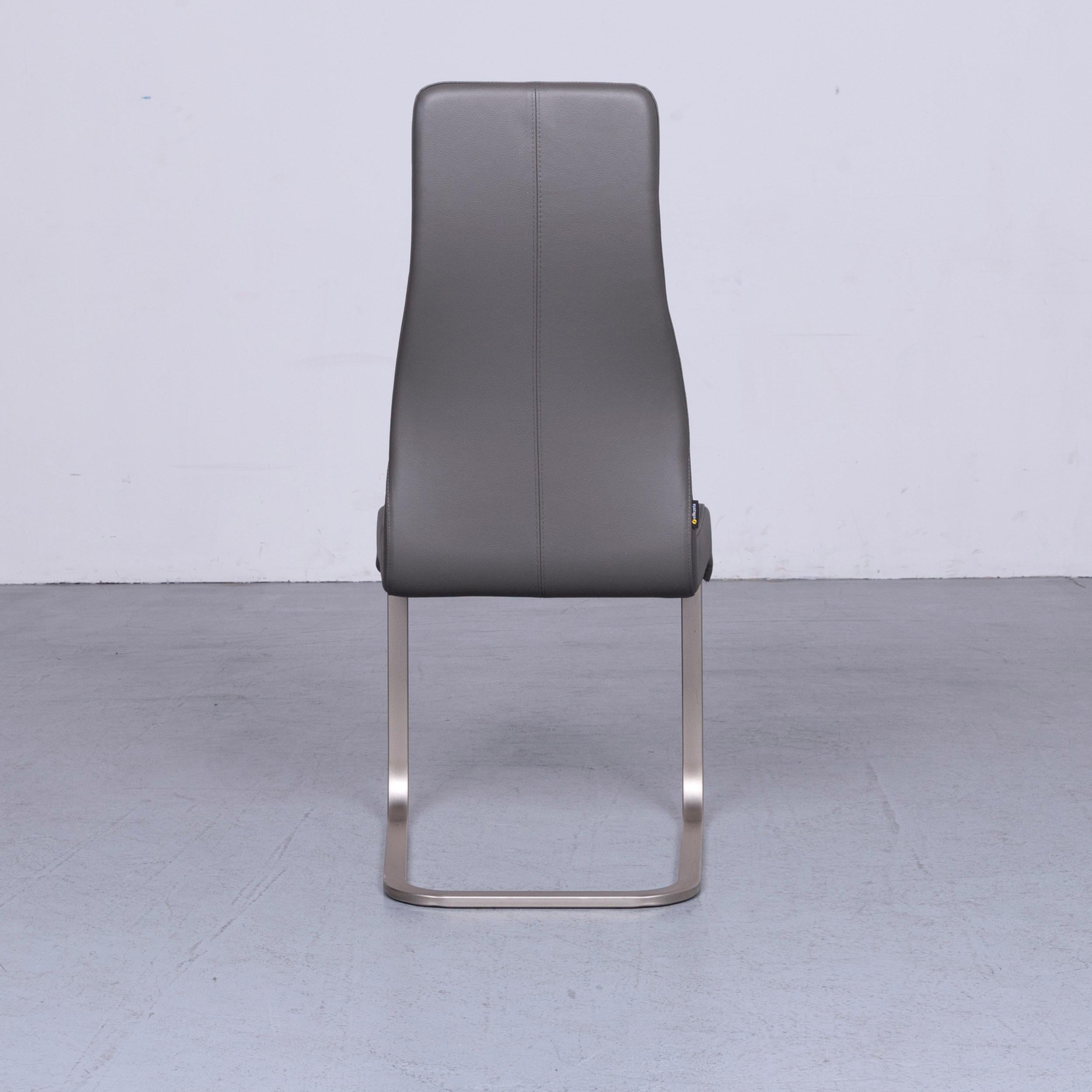 Effezeta Designer-Lederstuhl-Set in Grau, modernes, zeitloses Design 1