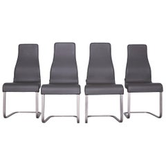 Effezeta Designer Leather Chair Set Grey Modern Timeless Design at 1stDibs