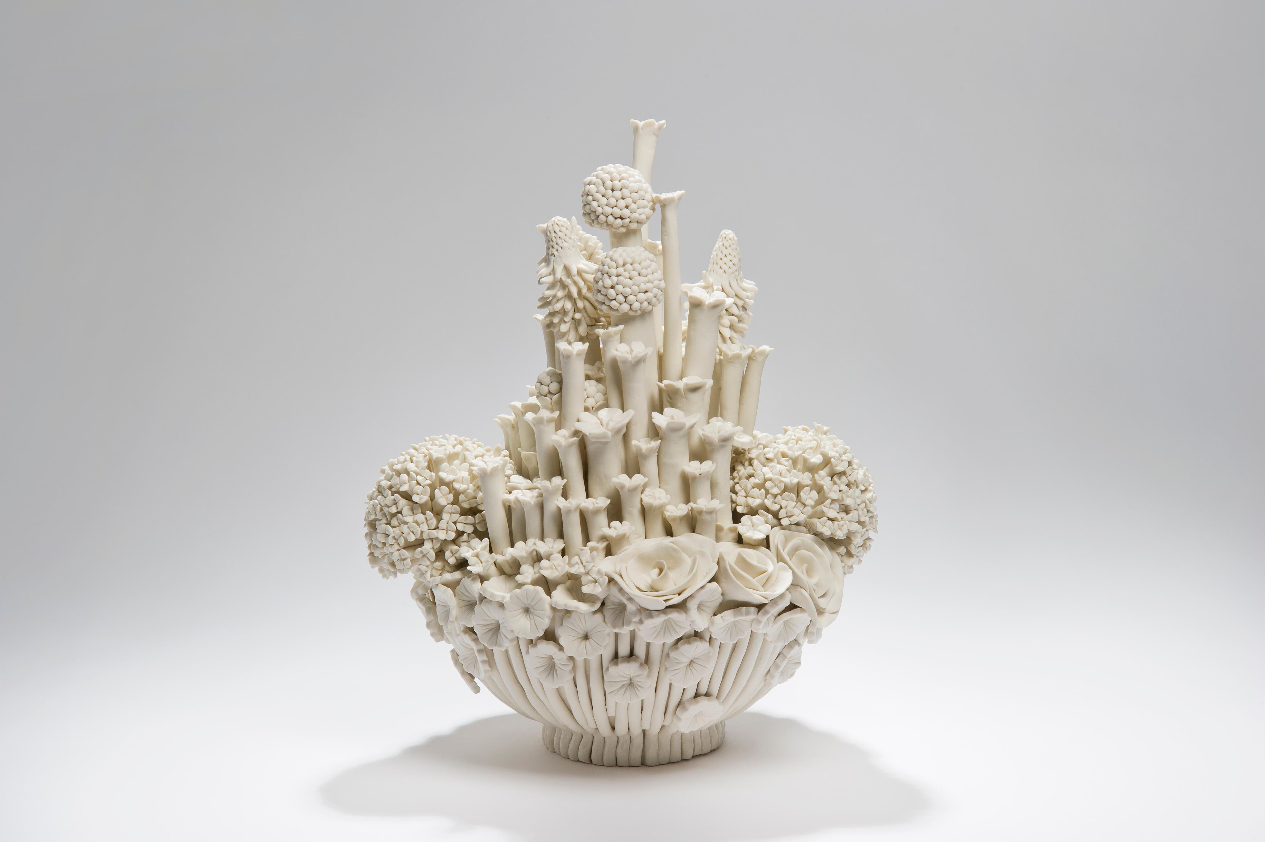 Organic Modern Efflorescence I, a Unique Porcelain Floral Sculpture by Vanessa Hogge