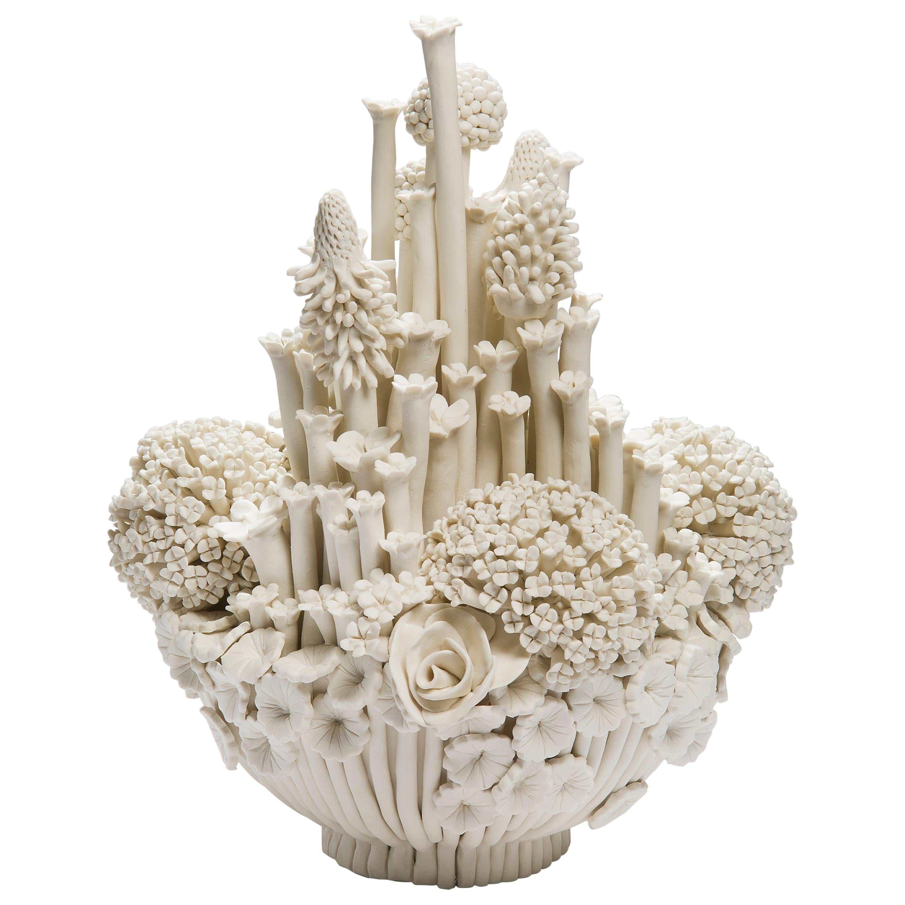 Efflorescence I, a Unique Porcelain Floral Sculpture by Vanessa Hogge
