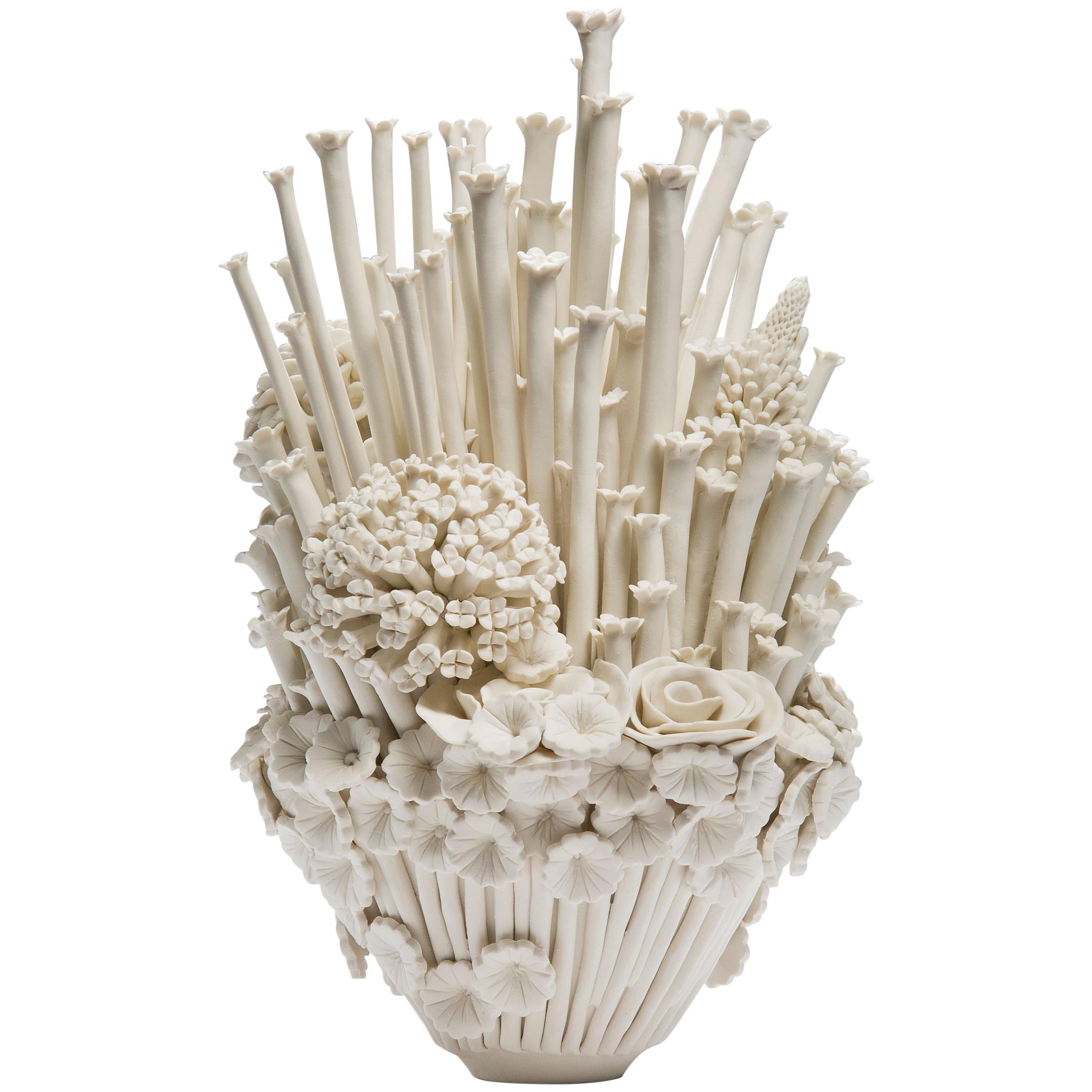 Efflorescence III, a Unique Porcelain Floral Sculpture by Vanessa Hogge