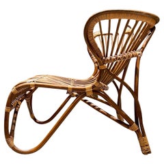 Effortlessly Cool Modernist Viggo Boesen Fox Lounge Chair in Natural Rattan 1936