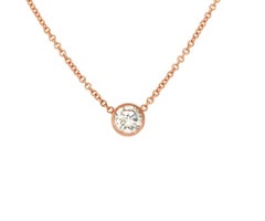 Effy 0.49ct Round Diamond Bezel Set Solitaire Pendant Necklace in 14kt Rose Gold