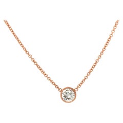 Effy 0.49ct Round Diamond Bezel Set Solitaire Pendant Necklace in 14kt Rose Gold