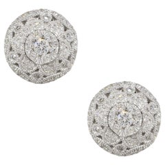 Effy 0.50 Carat Diamond Pave Button Earrings 14 Karat in Stock