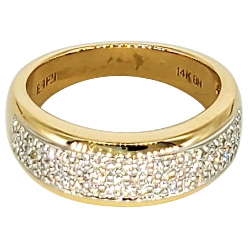 EFFY 1.00 Carat Diamond Encrusted Band Ring 14 Karat Gold For Sale