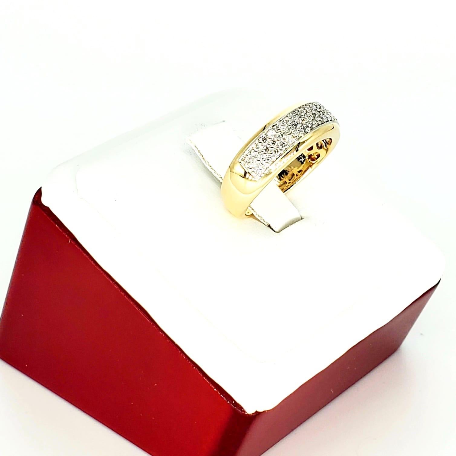 Women's or Men's EFFY 1.00 Carat Diamond Encrusted Band Ring 14 Karat Gold For Sale