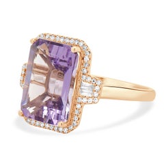 Effy 14 Karat Rose Gold Amethyst and Diamond Ring