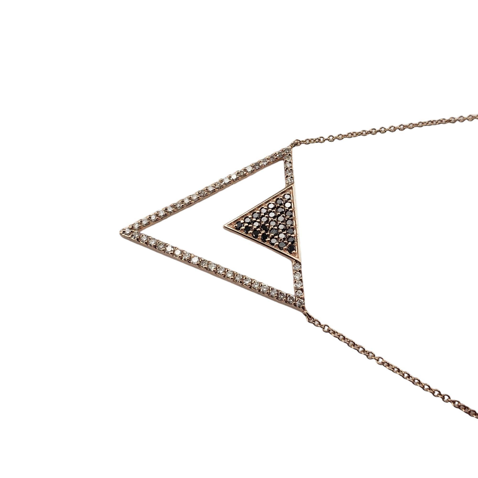 Brilliant Cut Effy 14 Karat Rose Gold Black and White Diamond Pendant Necklace #15030 For Sale