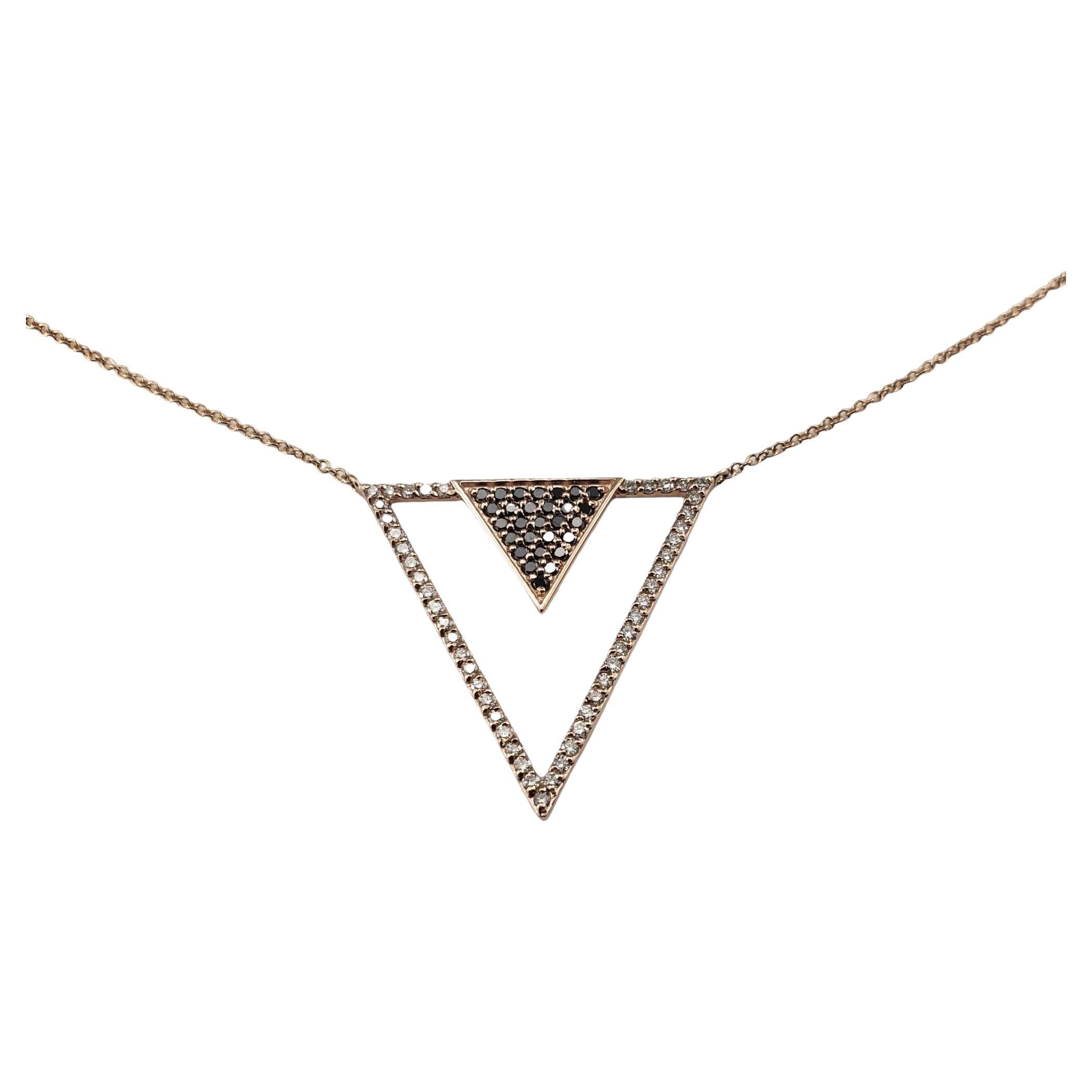 Effy 14 Karat Rose Gold Black and White Diamond Pendant Necklace #15030 For Sale