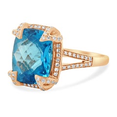 Effy 14 Karat Rose Gold Blue Topaz and Diamond Ring