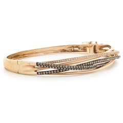 Effy 14 Karat Rose Gold Chocolate Diamond and Bypass Bangle Bracelet