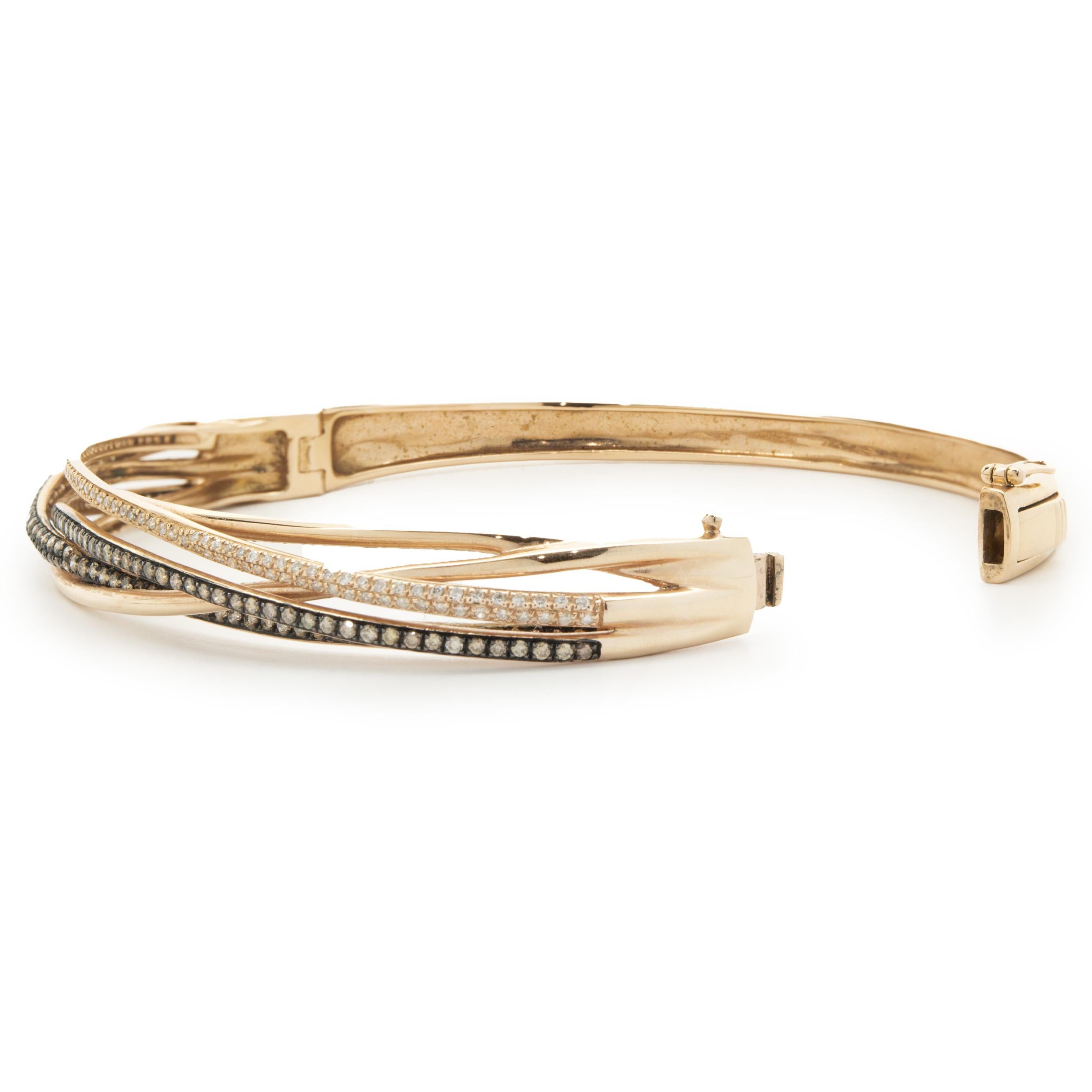 Round Cut Effy 14 Karat Rose Gold Chocolate Diamond and Bypass Bangle Bracelet