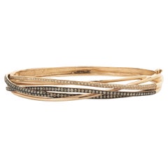 Effy 14 Karat Rose Gold Chocolate Diamond and Bypass Bangle Bracelet