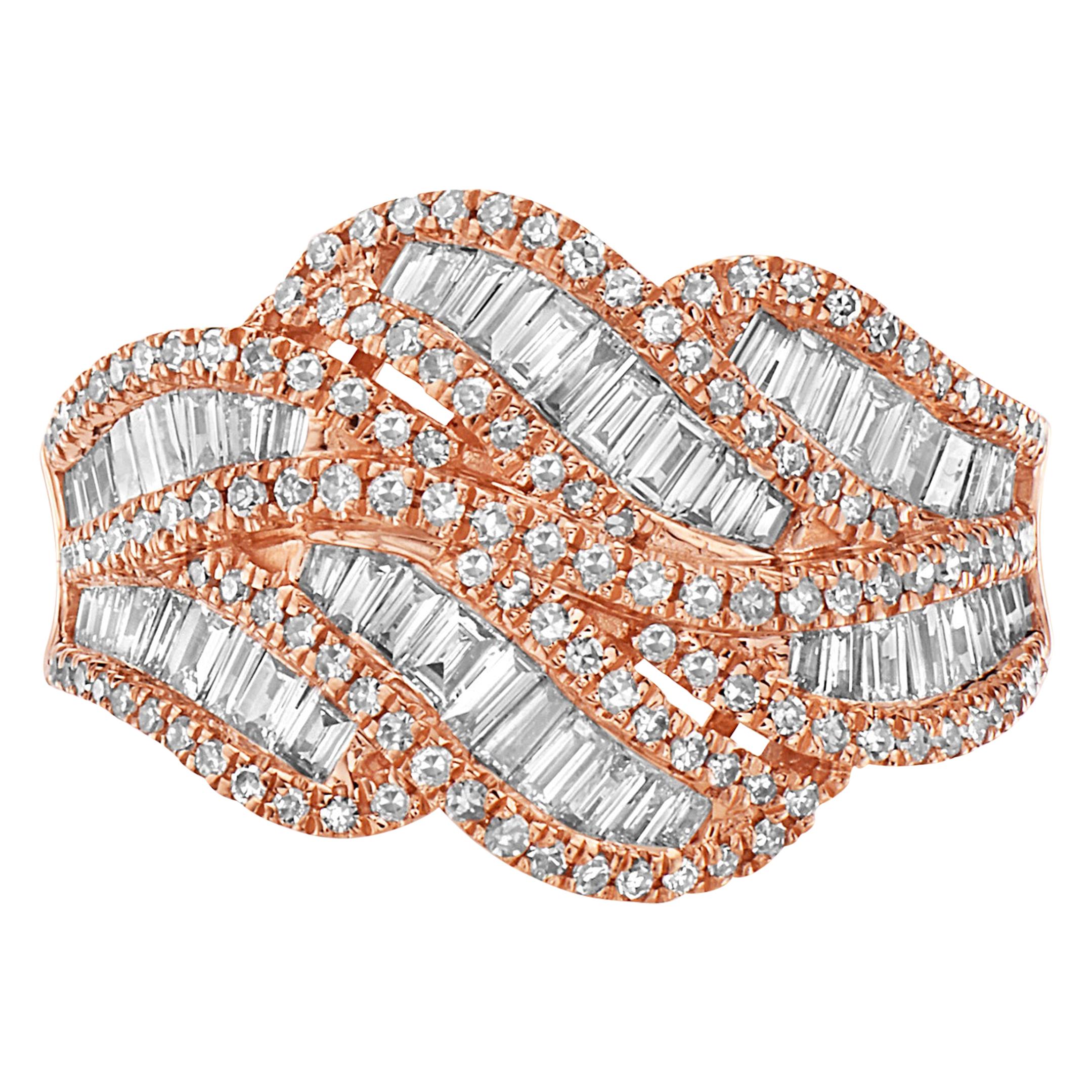 Effy 14 Karat Rose Gold Diamond Ring For Sale