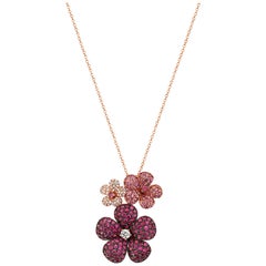 Effy 14 Karat Rose Gold Diamond, Ruby and Pink Sapphire Pendant