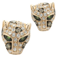 Orecchini Effy in oro rosa 14 carati con pavé di diamanti Panther