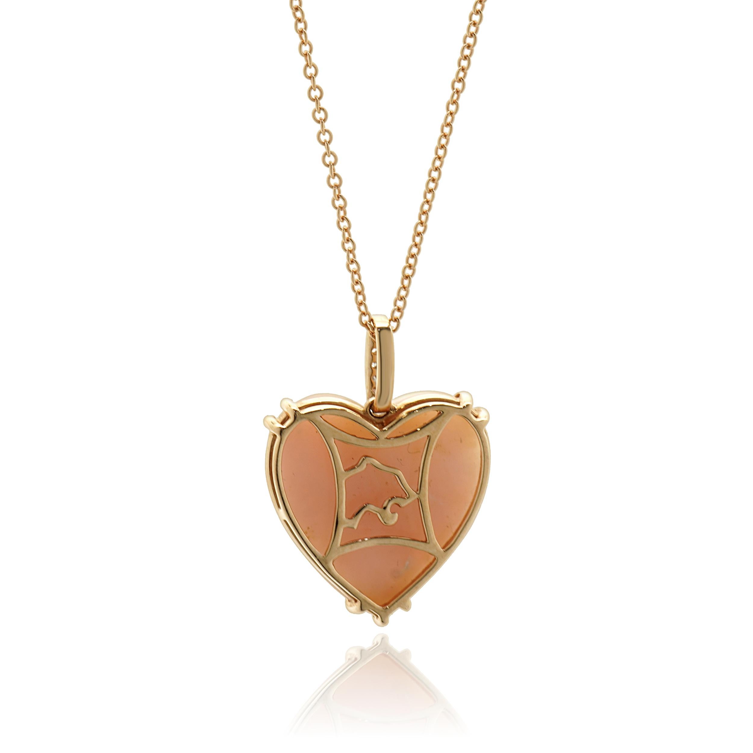 Designer: Effy
Material: 14k rose gold
Diamond: 6 round cut = 0.04cttw
Color: H / I
Clarity: I1-2
Opal: heart cut = 8.75cttw
Dimensions: necklace measures approximately 18-inches in length
Weight: 4.96 grams
