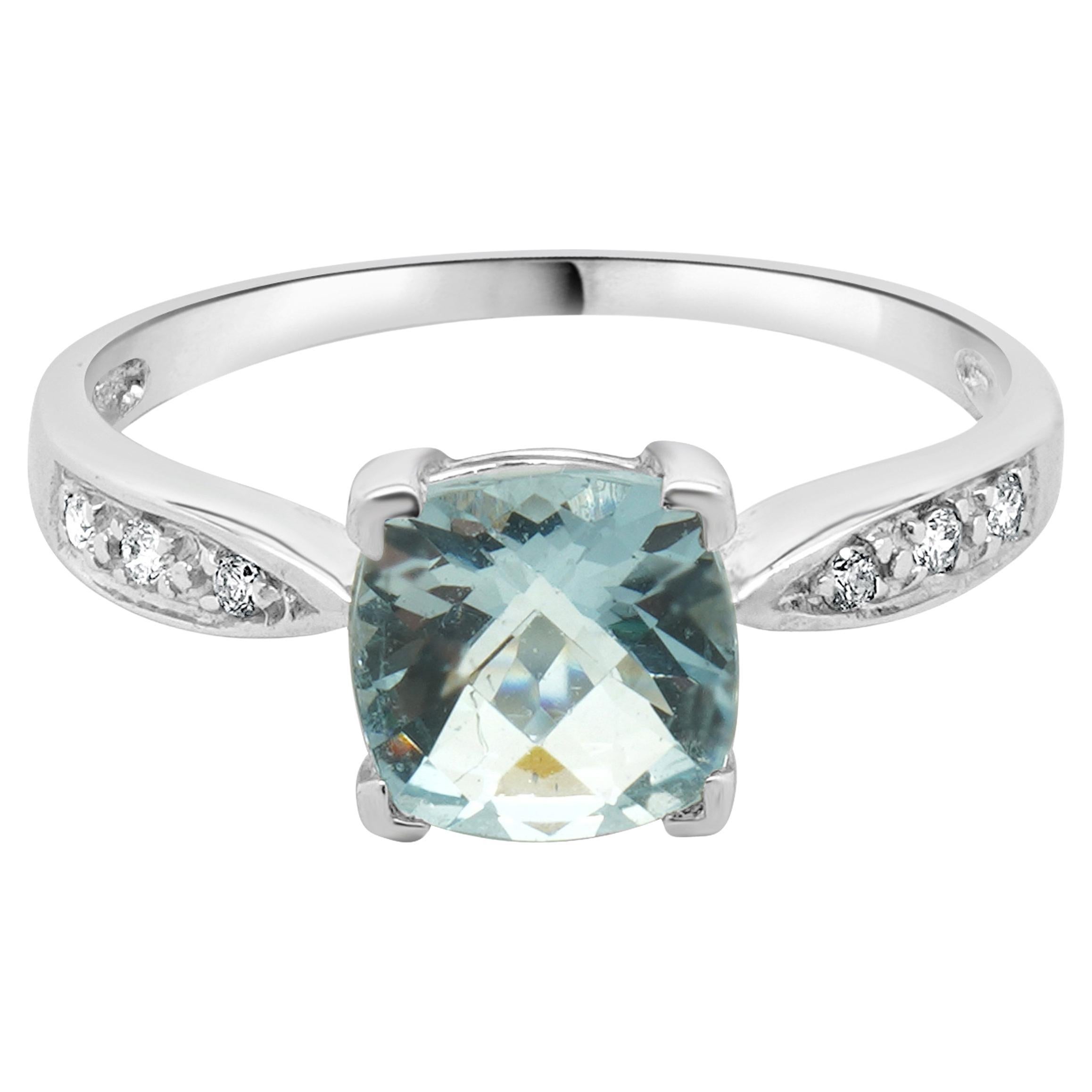 Anello Effy in oro bianco 14 carati con acquamarina e diamanti