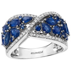 Effy 14 Karat White Gold Diamond and Sapphire Ring