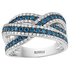 Effy 14 Karat White Gold Diamond & Blue Diamond Ring