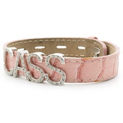 Effy Pulsera de oro blanco de 14 quilates con diamantes "CASS" en cuero rosa