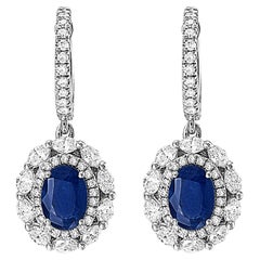 Effy 14 Karat White Gold Diamond & Sapphire Earrings