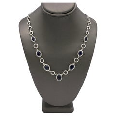 Effy 14 Karat Weißgold Natürlicher Saphir & Diamant Station Kreis Halskette